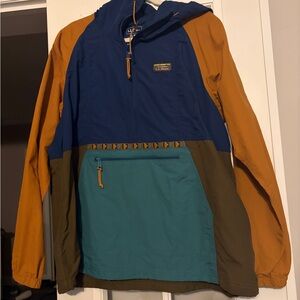 L.L. Bean Blue and Teal Colorblock Anorak